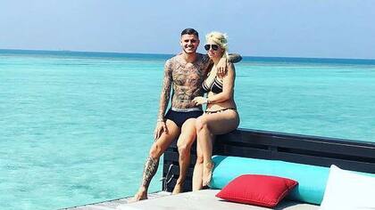 Wanda Nara y Mauro Icardi también disfrutaron de Maldivas, en 2019.