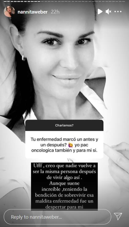 Weber respondió el comentario de una paciente oncológica sobre lo que cambió su vida tras ser diagnosticada con la enfermedad