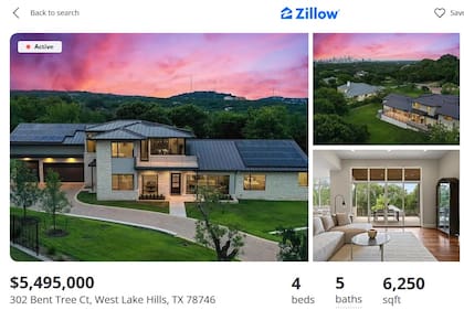 West Lake Hills es una zona residencial en Texas (mansión de ejemplo). Foto: Zillow