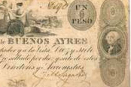 Whashington aparece en uno de los primeros billetes argentinos