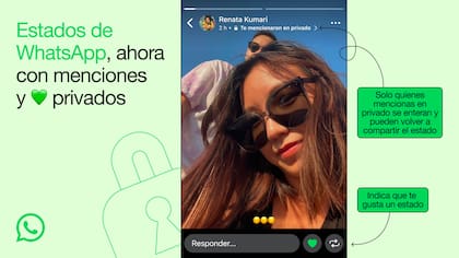 WhatsApp ahora permite mencionar a otros usuarios en los estados, pero solo esos contactos serán notificados