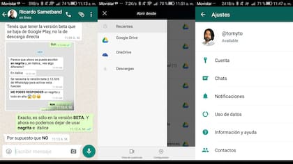 WhatsApp sumará textos en negrita e itálica, nuevas opciones para adjuntar PDF y una pantalla de configuración renovada en la próxima versión de la aplicación