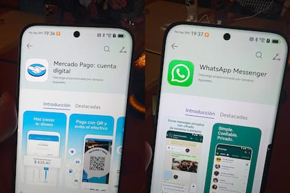 WhatsApp y Mercado Pago no están en AppGallery, pero la tienda las descarga de AppSeeks, un almacén alternativo