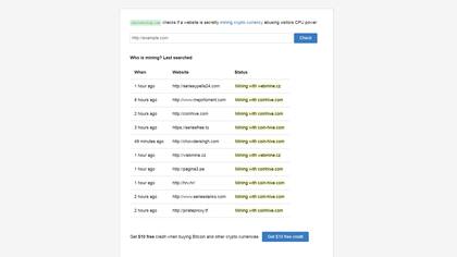 Who is mining analiza un sitio sospechoso para ver si está minando bitcoins con la computadora del visitante