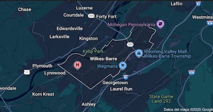 Wilkes-Barre es una ciudad de Pensilvania que pertenece al condado de Luzerne. Datos del mapa de Google 2025.
