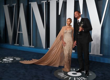 Will Smith y Jada Pinkett Smith en la fiesta de Vanity Fair, horas después del incidente