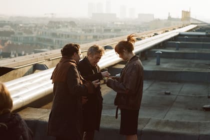 Willem Dafoe y Gastón Solnicki en el rodaje de la película The Souffleur