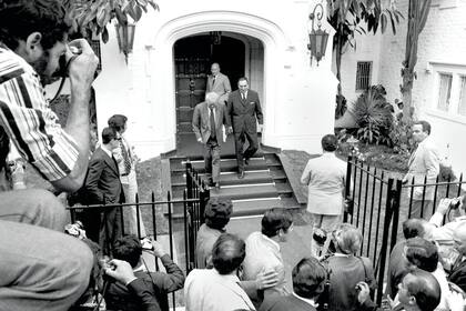 Ricardo Balbín junto a Juan Domingo Perón . El 14 de diciembre de 1973