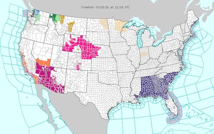 Wyoming: Se ha identificado un nivel de peligro extremo de incendios debido a los vientos de ladera (vientos catabáticos) cálidos y secos que descienden de las montañas,