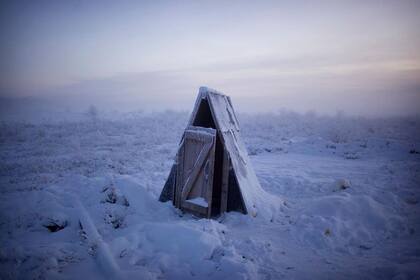 Baño público, camino a Oymyakon.