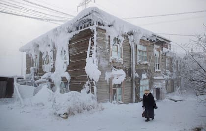 Casa congelada en Yakutsk.