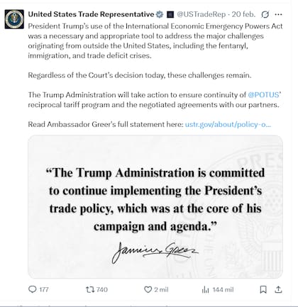 X de la oficina del Representante Comercial de EE.UU.