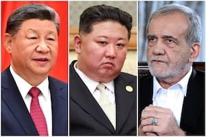 Xi Jinping (China), Kim Jong-un (Corea del Norte) y Masoud Pezeshkian (Irán), líderes de tres de los países que condenaron el ataque a Venezuela.