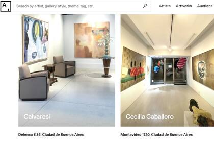 Dos de las galerías argentinas que integran la sección dedicada a Meridiano en Artsy