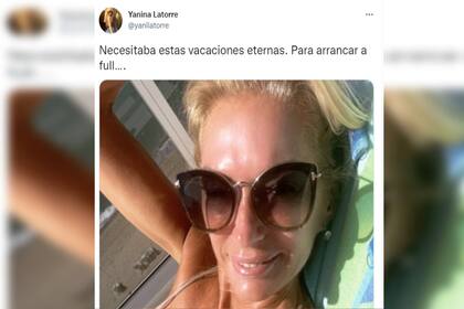 Yanina ironizó en Twitter sobre sus vacaciones (Foto Twitter)
