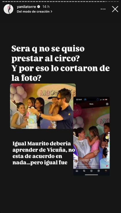 Yanina Latorre reveló que Vicuña estuvo en el festejo de Magnolia que Suárez organizó en su casa el sábado (Foto: Instagram @yanilatorre)