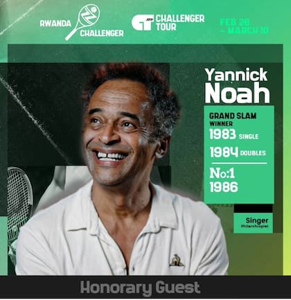 Yannick Noah, leyenda del tenis francés, con orígenes africanos, visitará Kigali para una actividad cultural organizada por el Challenger