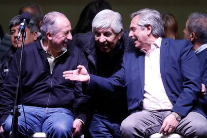 Yasky, Moyano y Alberto Fernández; el jefe de la CTA es uno de los interlocutores sindicales cotidianos del Presidente