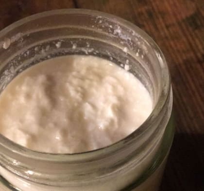 Yogur parmesano en estado natural, a temperatura ambiente