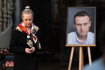 Yulia Navalnaya, viuda de Navalny, en un servicio en su memoria por su cumpleaños, el 4 de junio de 2024