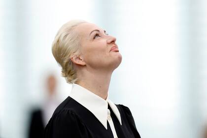 Yulia Navalnaya en el Parlamento de la Unión Europea, el 28 de febrero