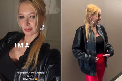 Yuyito González con la campera de cuero de Milei