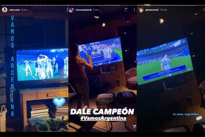 Zaira Nara, Nicolás Vázquez y Gimena Accardi celebraron el triunfo de Argentina