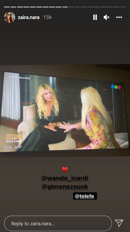 Zaira Nara reveló que estaba pendiente de la entrevista de Wanda con Susana Giménez