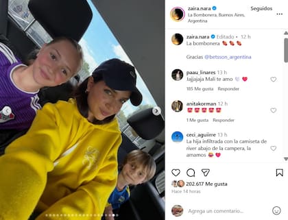 Zaira Nara y un detalle particular: su hija Malaika, hincha de River, estuvo presente en el estadio