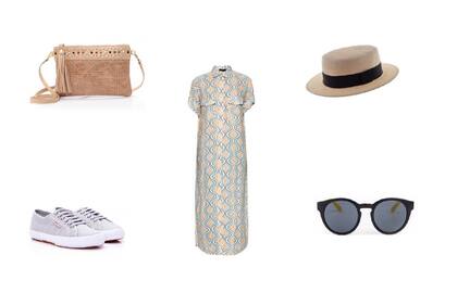 Zapatillas (Superga, $1115) Vestido (Clara x Julieta Cardinali, $1560 sale The Net Boutique) Sombrero (Compañía de sombreros, $836) Anteojos (360) Cartera (Via Uno, $1799)