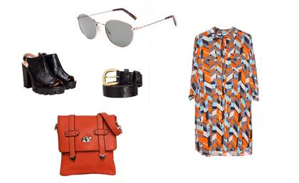 Zapatos (Heyas, $1330) Vestido (Mariana Dappiano, $1800) Cinturón (Via UNo, $399) Cartera (Amphora, $659) Anteojos (360, Interóptica)