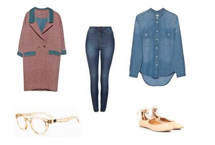 Zapatos (Via Uno, $1599) Anteojos (Interóptica) Jean tiro alto (Them, $1200) Camisa (Album, $990) Tapado (Manto)