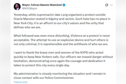 Zohran Mamdani condenó el altercado en las inmediaciones de su residencia en Nueva York