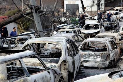 Zonas afectadas por los incendios forestales en Mati, Grecia