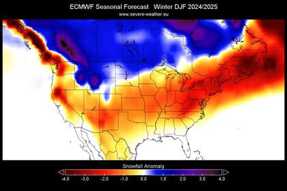 Zonas con más probabilidades de nevar en la temporada invernal 2024/2025 en Estados Unidos