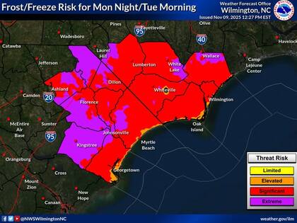 Zonas de mayor riesgo significativo según el NWS (Captura/NWS)