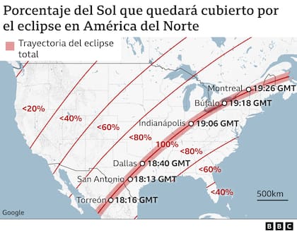 Zonas en donde sucederá el eclipse solar