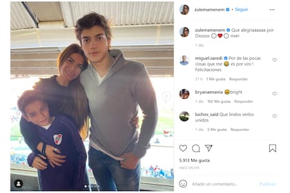 Zulemita compartió una foto junto a sus hijos luego de ver el partido entre River y Boca