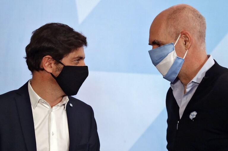 Rodriguez Larreta y Axel Kicillof, en un anuncio por la pandemia