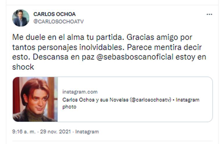 El periodista y amigo del actor, Carlos Ochoa, informó este lunes a través de Twitter la muerte de Leonardo Zapata Bohórquez, nombre real del actor