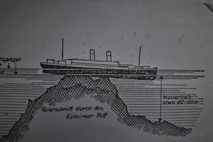 Ilustración de un diario alemán en el que se muestra la encalladura del Monte Cervantes en la roca que provocó su final