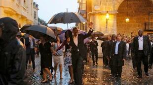 A pesar de la lluvia, Obama dio un paseo por La Habana Vieja