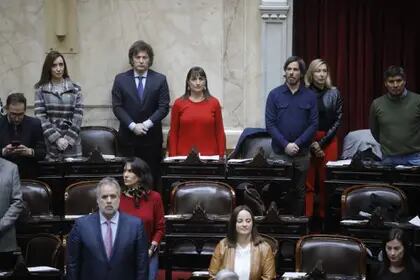 Victoria Villarruel y Javier Milei, junto a los diputados de izquierda, incluida la precandidata a presidenta Myriam Bregman
