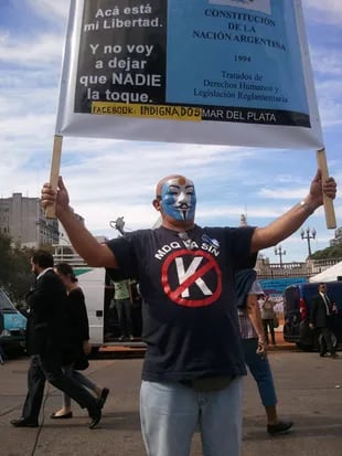 Arturo Velazco, de 51 años, llegó desde Mar del Plata para manifestarse contra la reforma judicial
