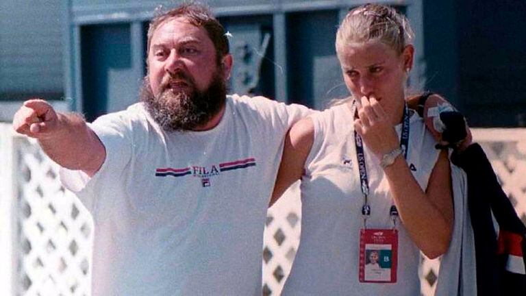 Jelena Dokic with her father (and then trainer) Damir Dokic, who treated her abusively. 