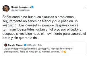 El Kun Agüero también cruzó a Canelo para defender a Lionel Messi
