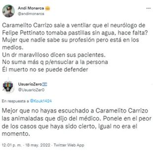 El Twitter los usuarios cuestionaron los dichos de Carrizo sobre el neurólogo fallecido en el incendio (Foto: Captura de Twitter / @andimonarca / @UsuarioZer0)