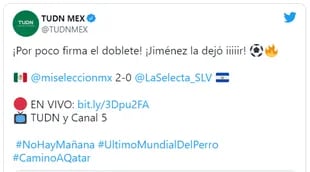 México deja escapar la posibilidad del tercer gol (Crédito: Twitter/@tudnmex)