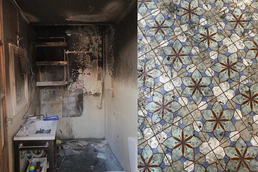 La pareja compartió imágenes del resultado de la vivienda atacada por el incendio.