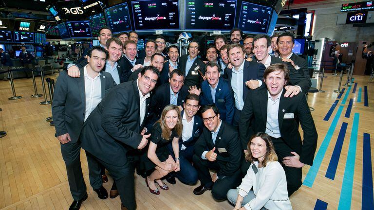 El equipo de Despegar, hoy, durante el IPO en Wall Street